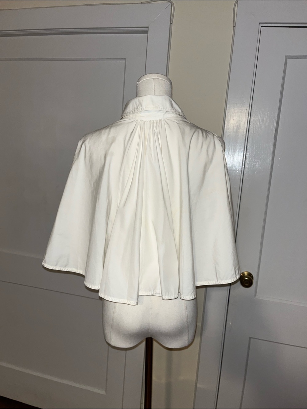 Vintage Isaac Mizrahi White Circular Cape Cutout Blouse Avant Garde Archive 3038